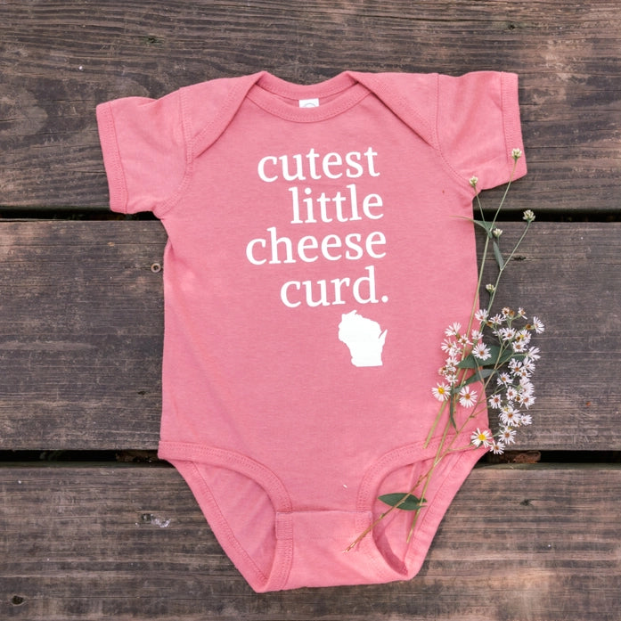 Cutest Little Cheese Curd Wisconsin | Pink | Onesie