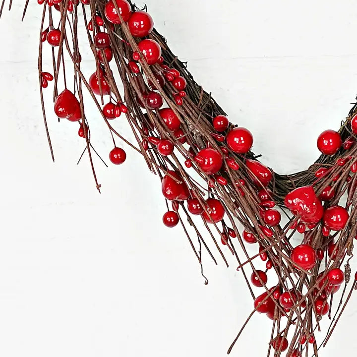 Twigs &amp; Berries Heart Wreath | Red Berries &amp; Hearts