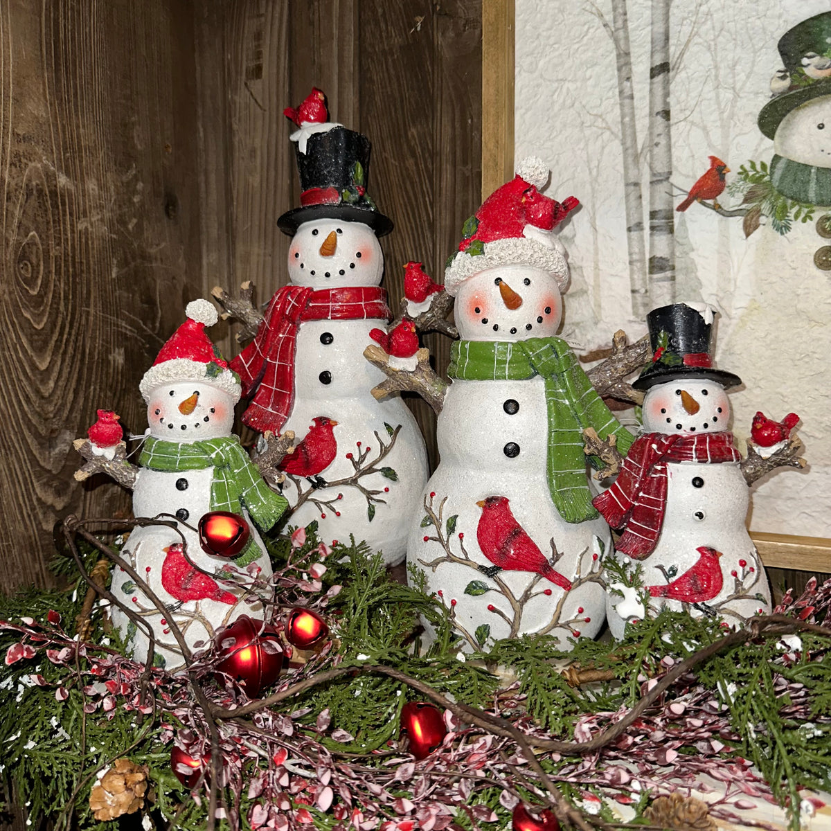 Snowman with Cardinal Scene | 2 Sizes