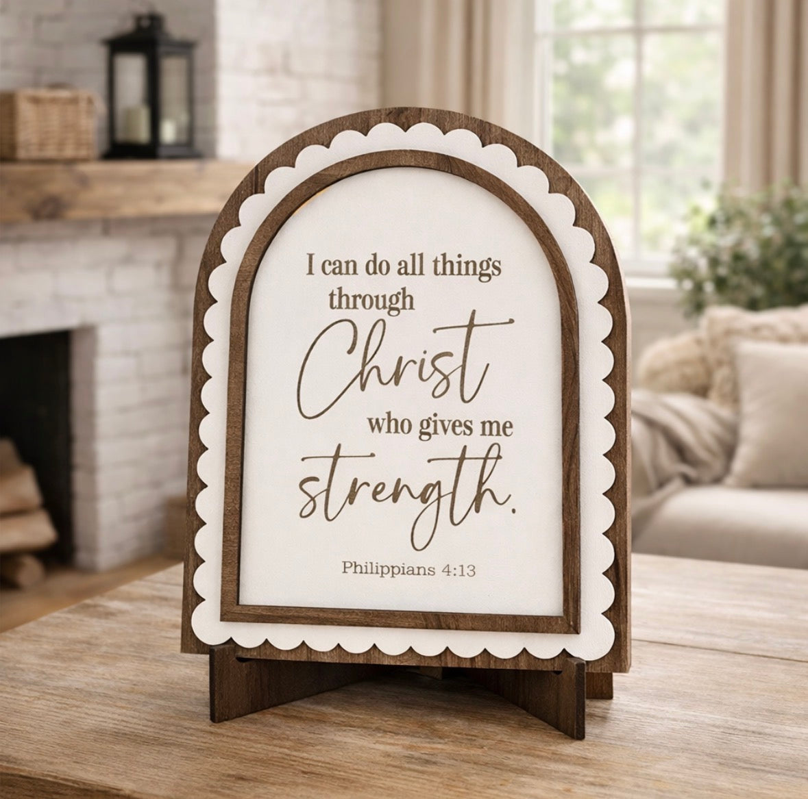 I Can Do All Things | Philippians 4:13 | Handmade Arched Art with Easel
