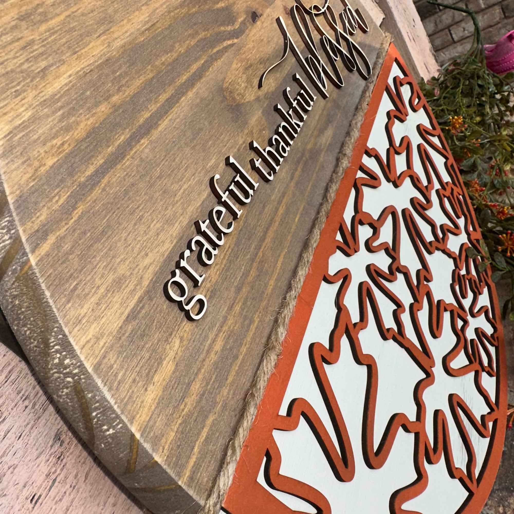 Grateful, Thankful, Blessed | 15" Handmade Sign