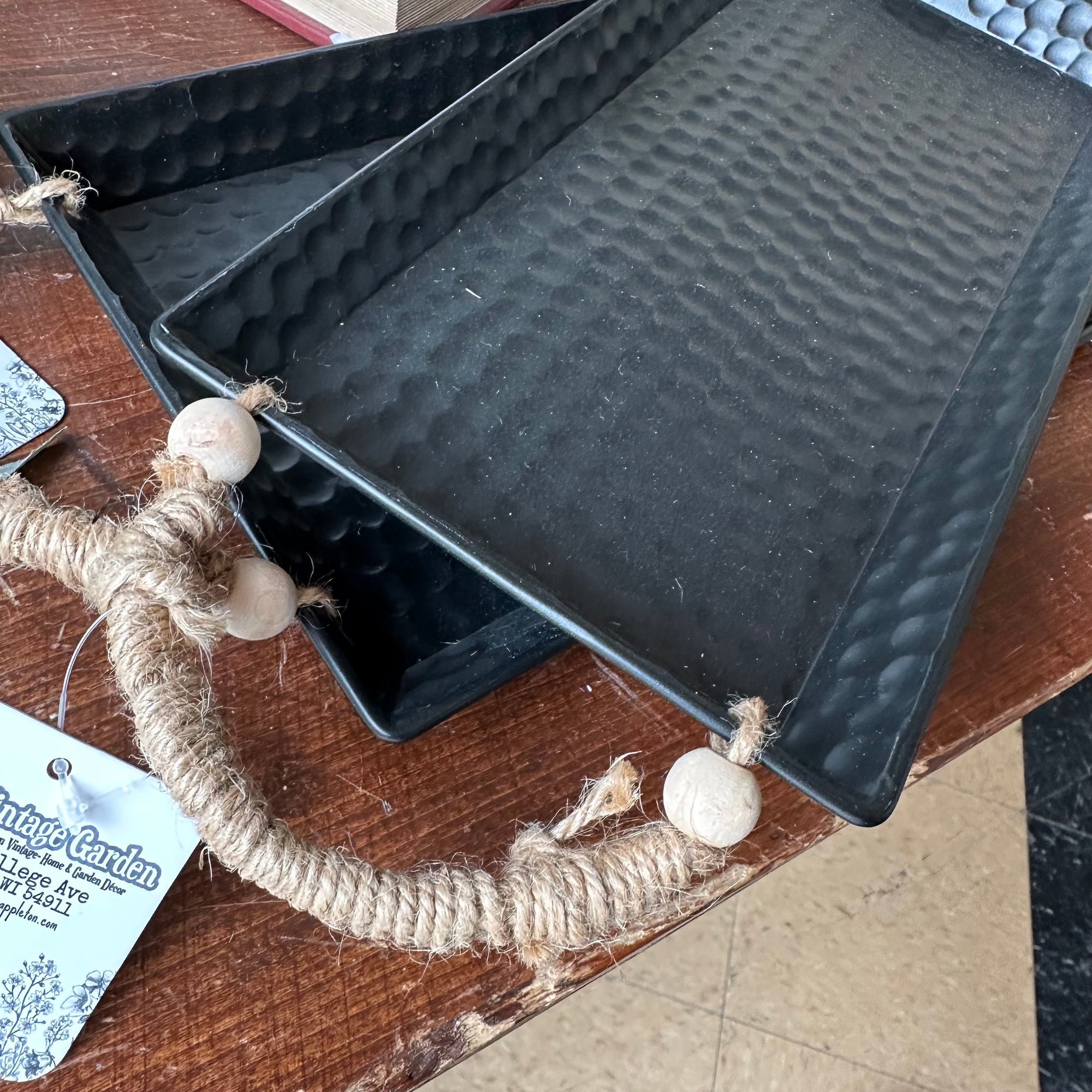 Black Metal Tray | Hammered Metal