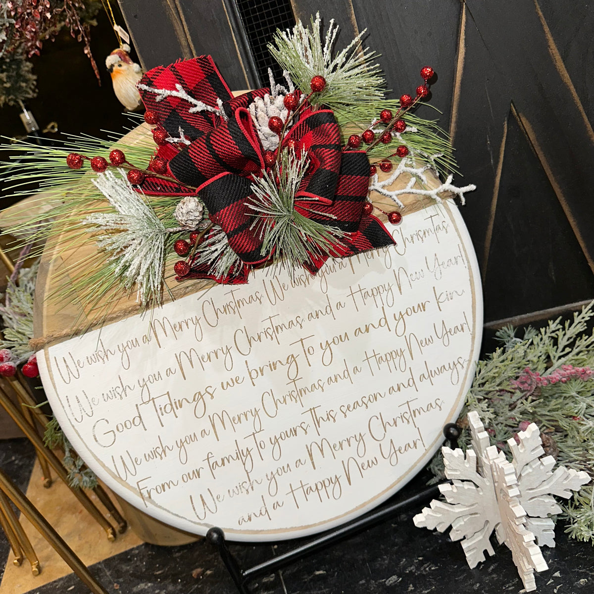 We Wish You A Merry Christmas | Red Plaid | Custom Sign