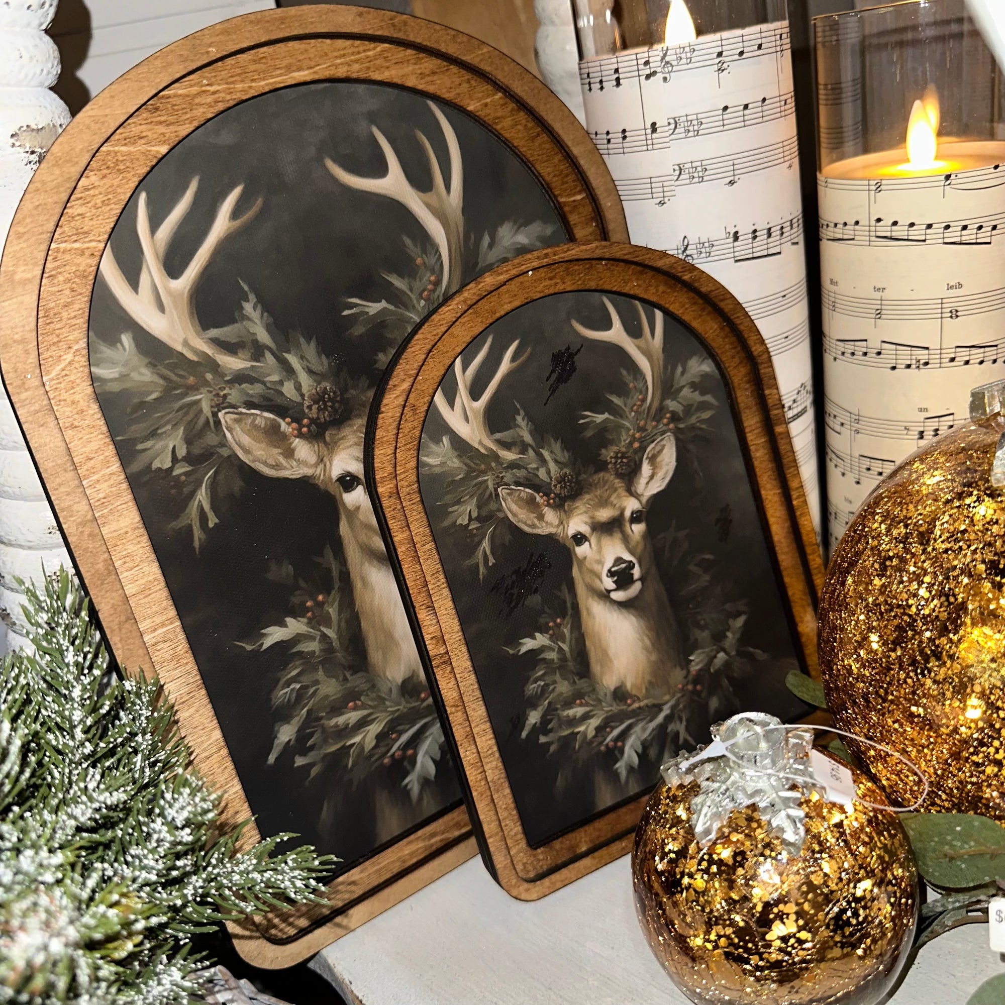 Wreath Deer | Arched Art