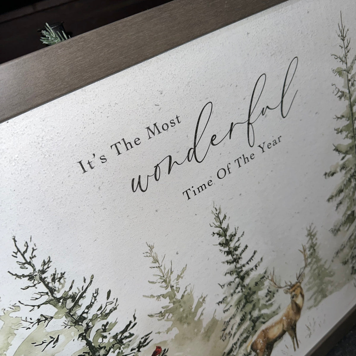 It&#39;s the Most Wonderful Time of the Year Winter Deer Scene | Framed Art