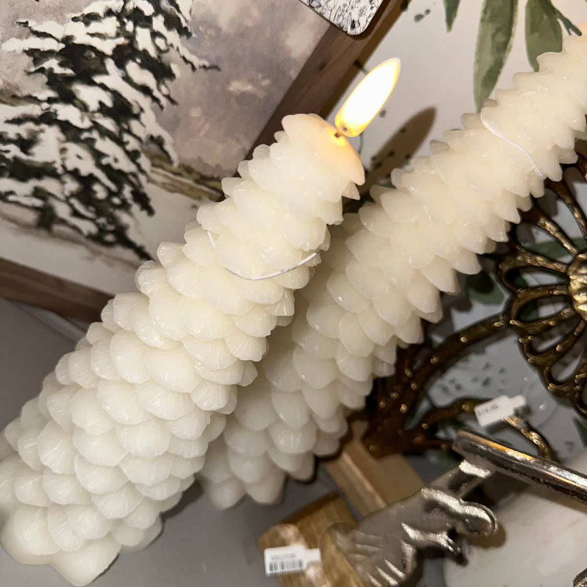 Tree Candle | Cream | Battery Operated