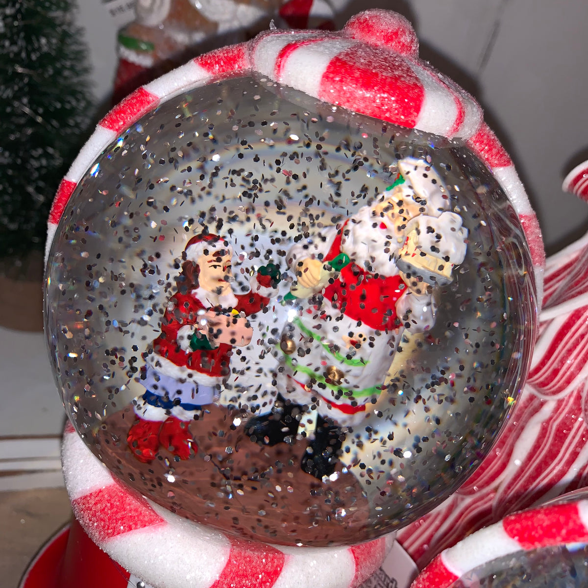 Santa&#39;s Workshop Spinning Snow Globe | Battery Operated