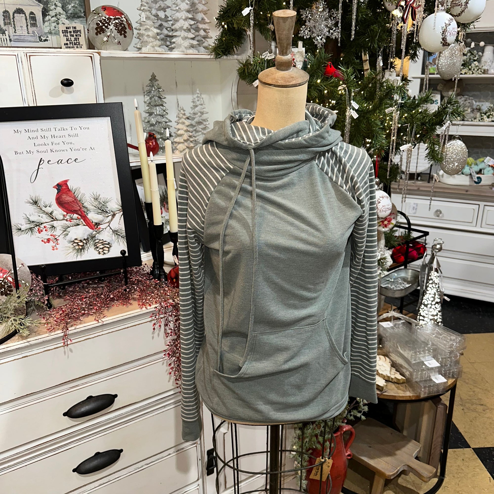 Striped Drawstring Hoodie | Mulberry, Navy, Olive