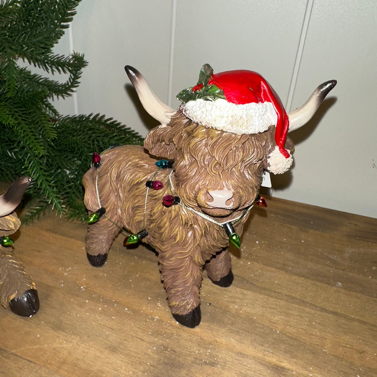 Christmas Lights Highland Cow
