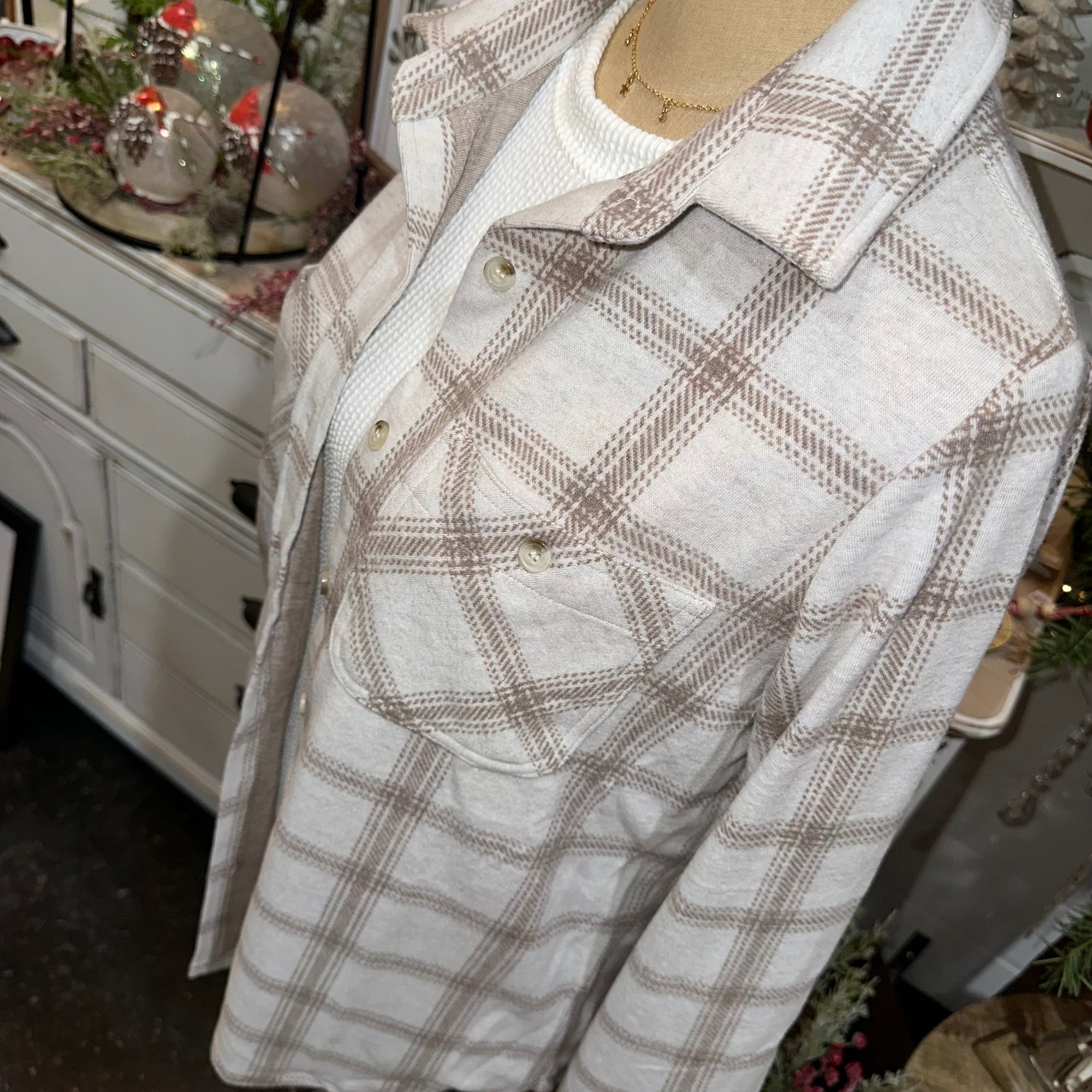 Plaid Button Up | Light Tan