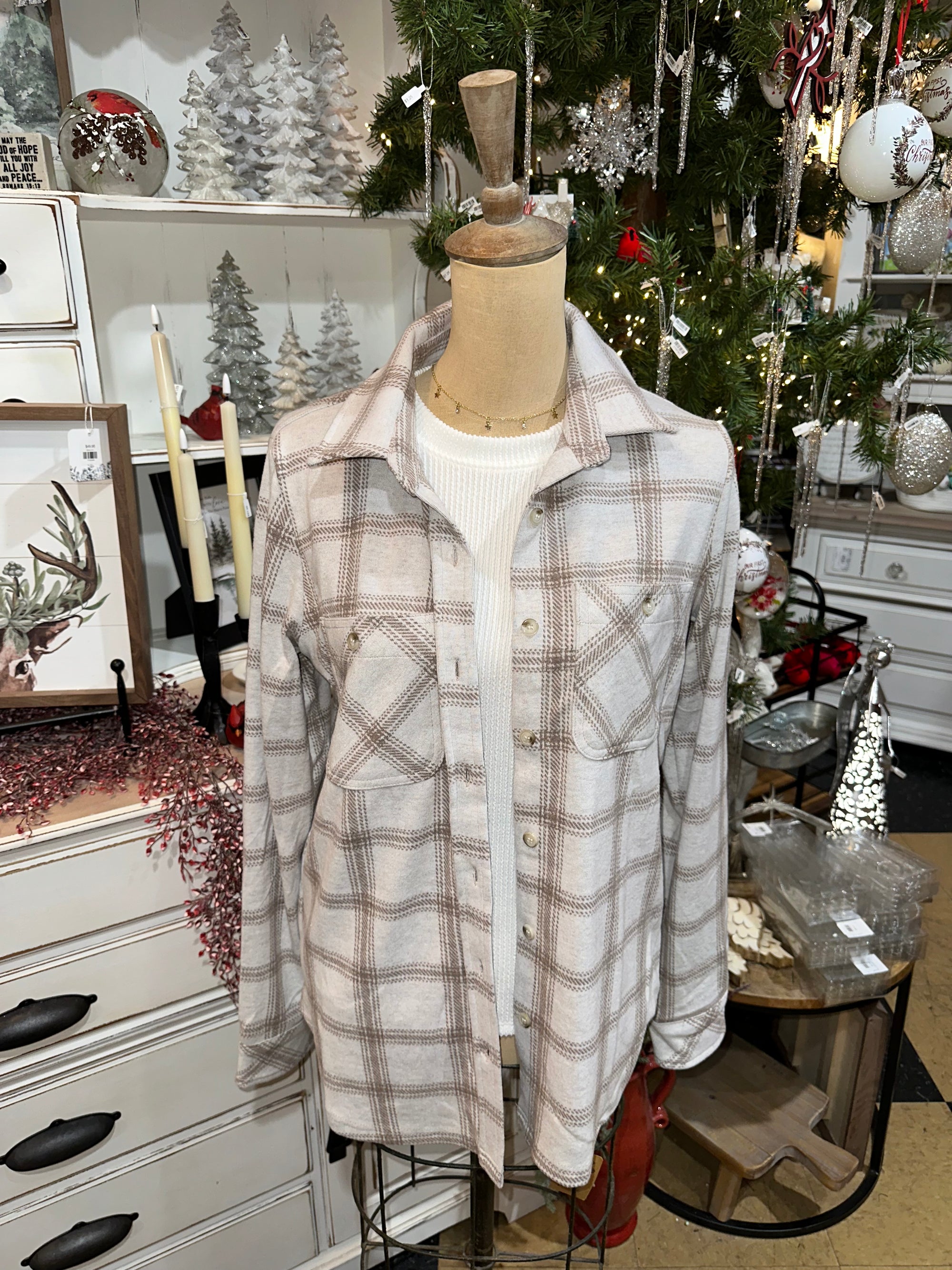 Plaid Button Up | Light Tan