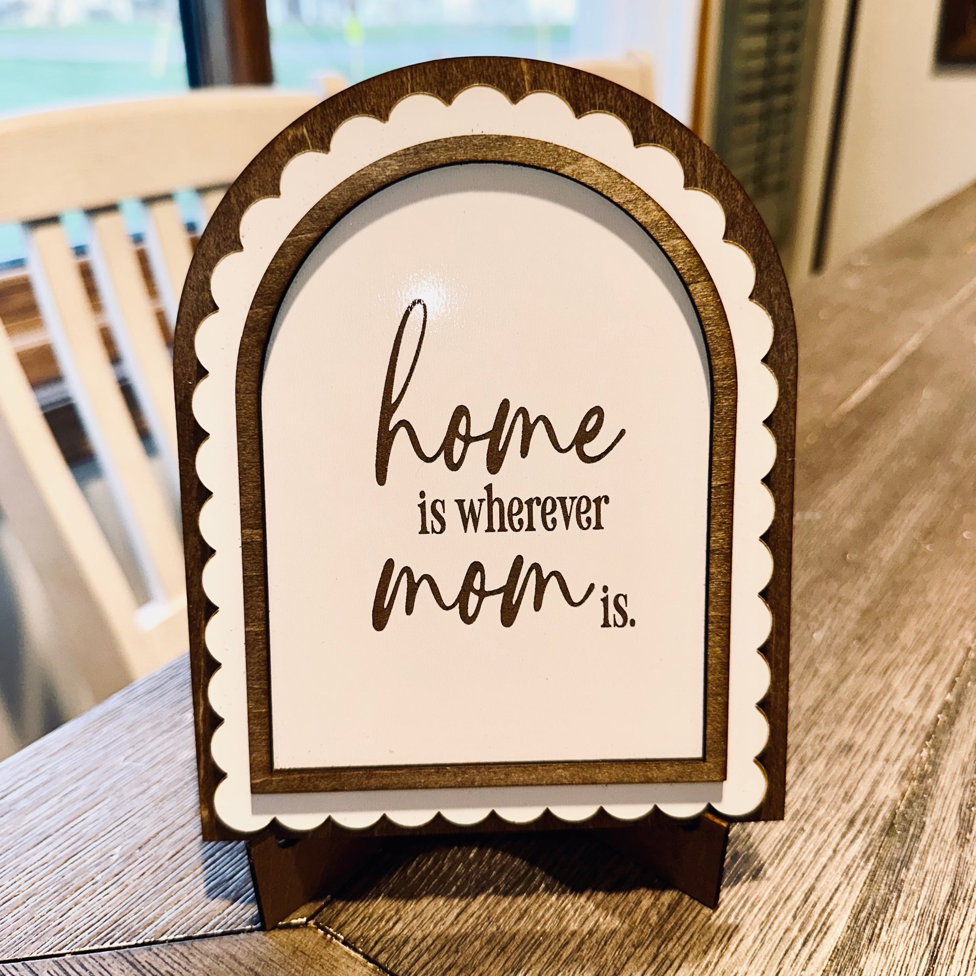 Home is Wherever Mom Is | Handmade Arched Art with Easel