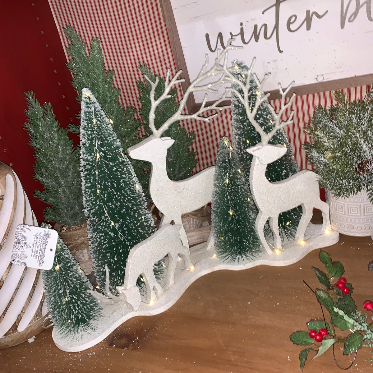 Deer &amp; Tree Tabletop Silhouette Setting | Battery Operated