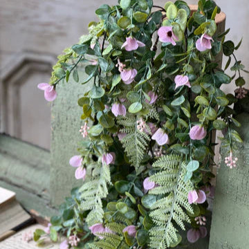 Sweet Pea &amp; Eucalyptus Hanging Vine | Soft Pink | 31&quot;