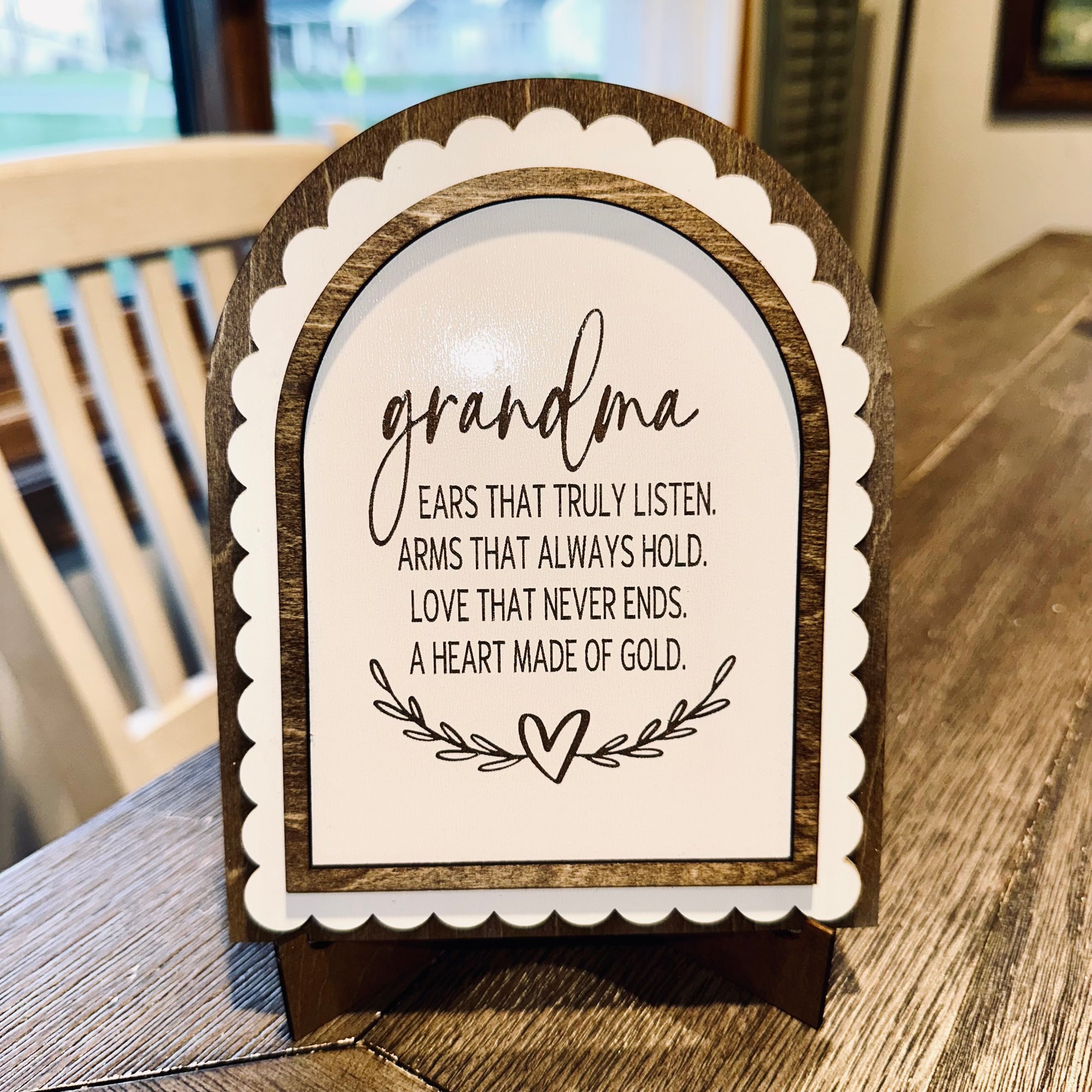 Grandma … A Heart Made of Gold | Handmade Arched Art with Easel
