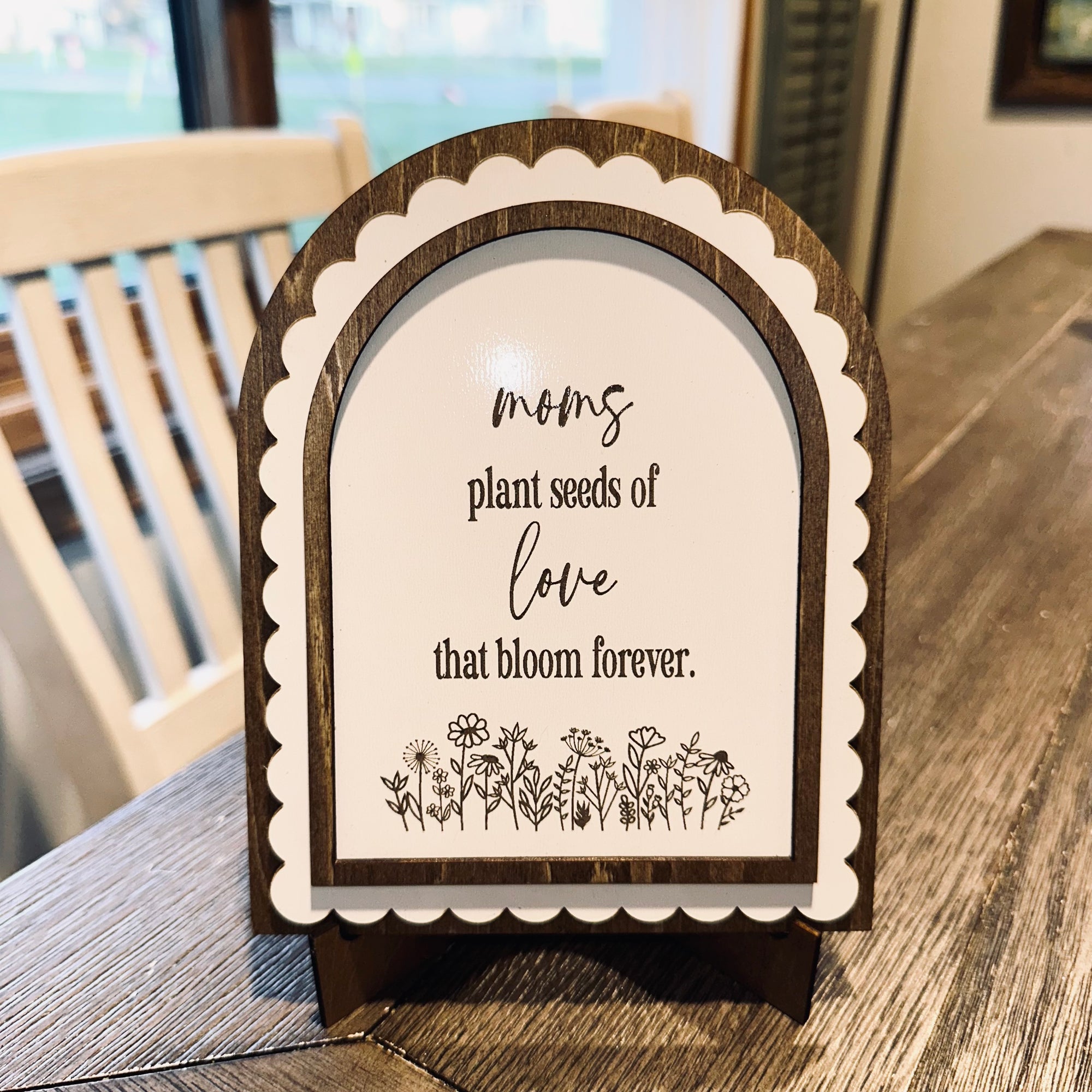 Moms Plant Seeds of Love | Handmade Arched Art with Easel