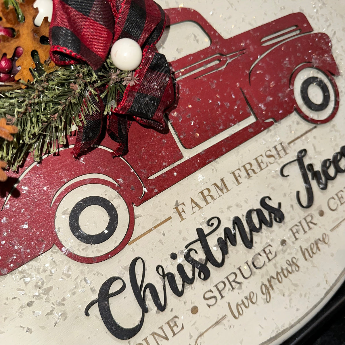 Red Truck | Fresh Cut Christmas Trees | 18&quot; Handmade Sign