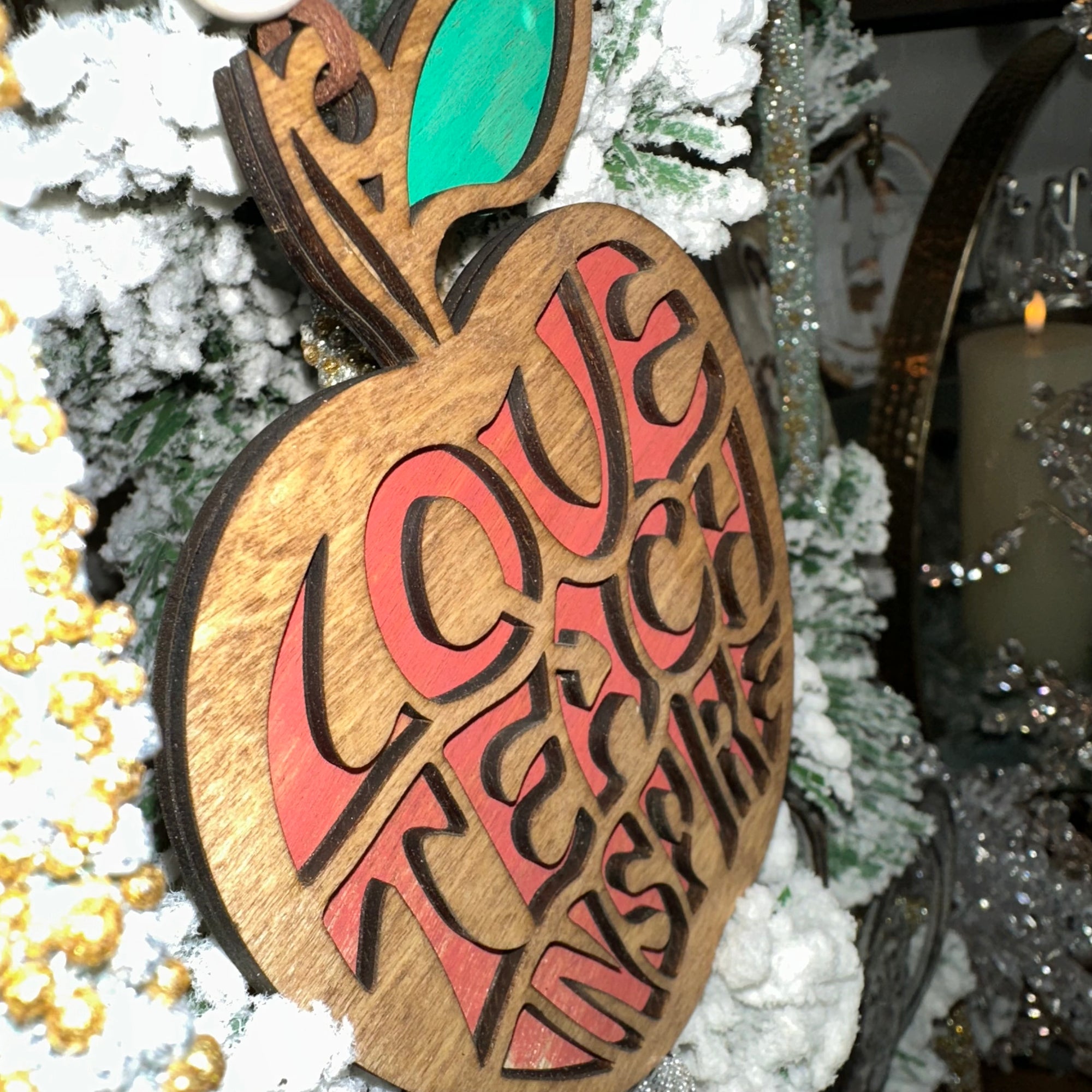 Love, Teach, Inspire | Engraved Ornament