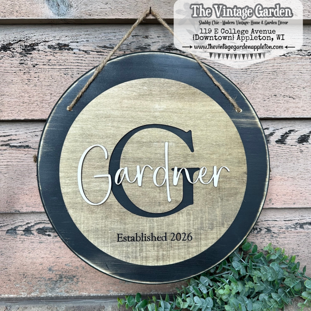 Monogrammed Family &amp; Established Date Sign | Layered Round | Custom Sign
