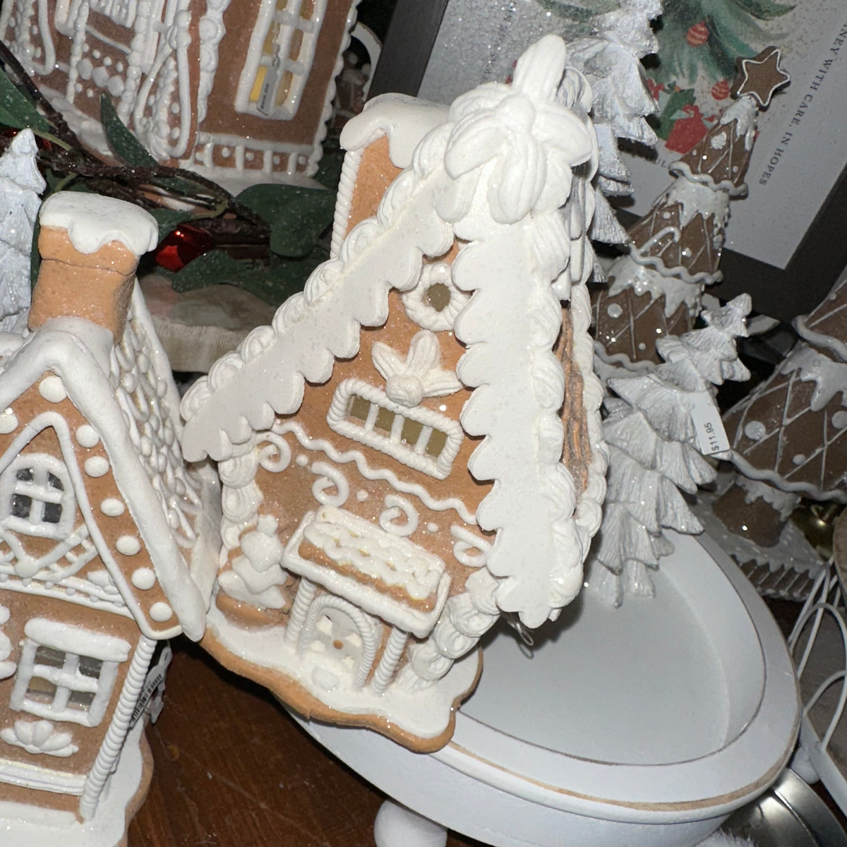 Lighted White Iced Gingerbread House | 7&quot;