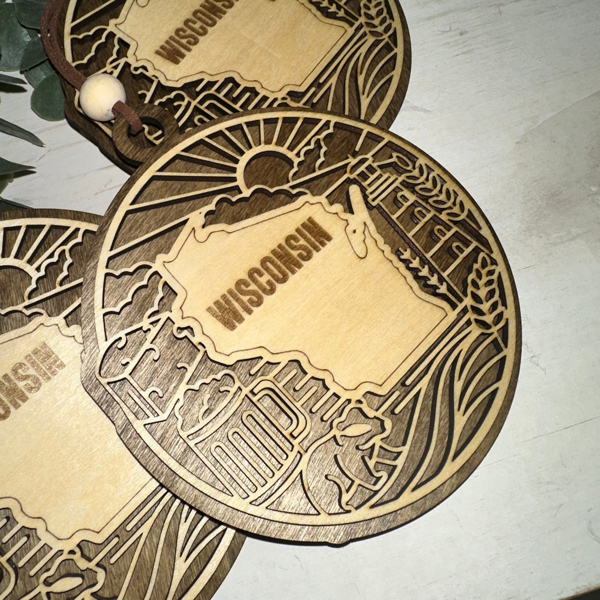Wisconsin Laser Etched Ornament | Wood