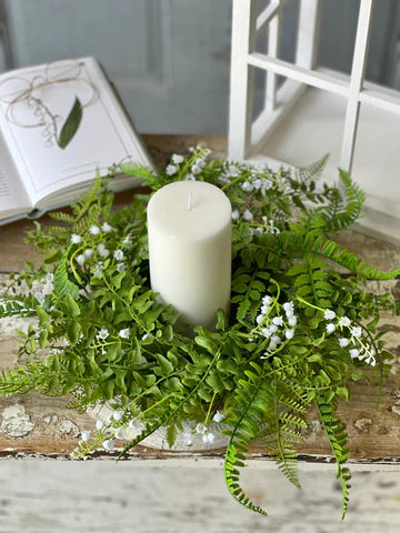 Maribel Fern &amp; Lily of the Valley Candle Ring | 16&quot;