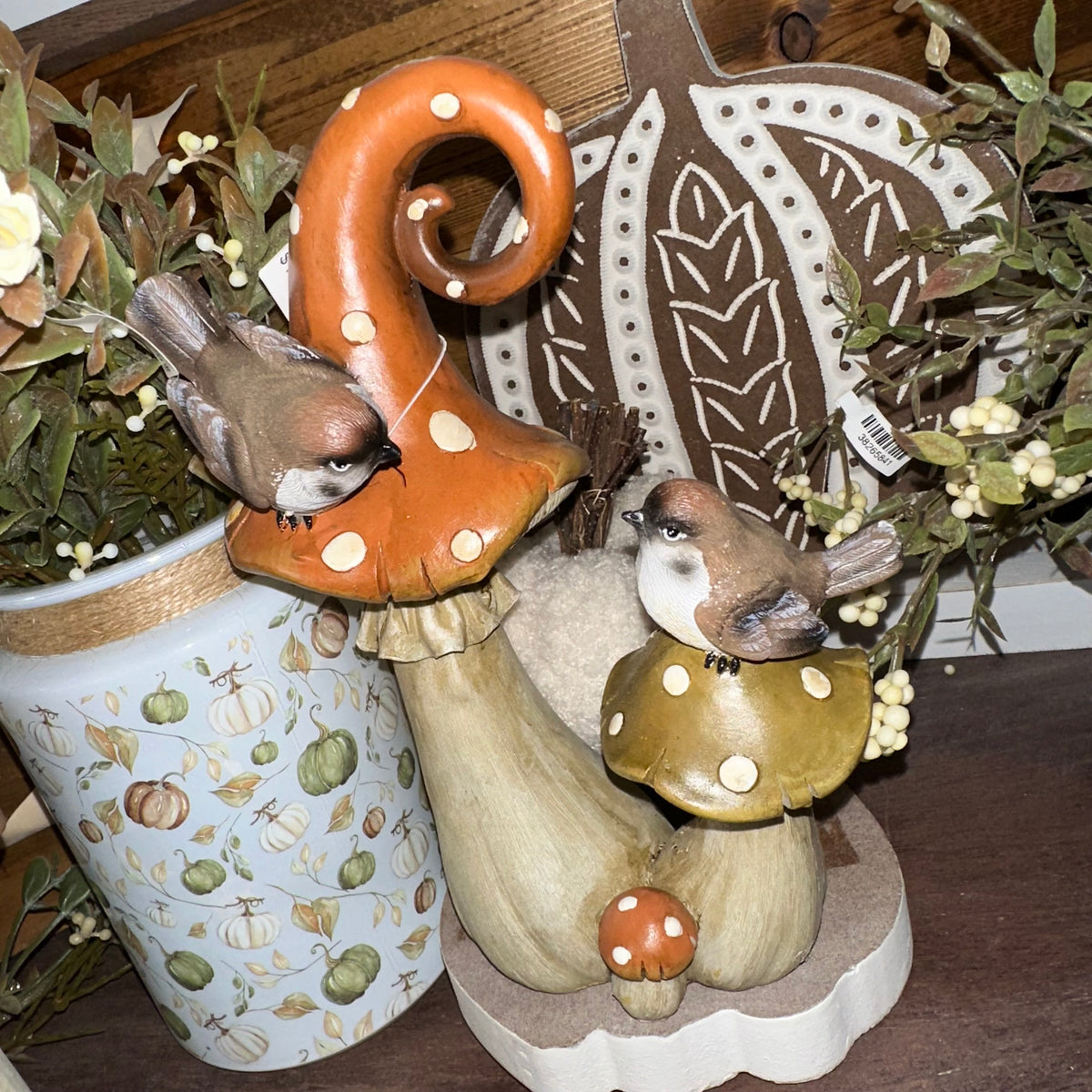 Harvest Mushrooms with Birds