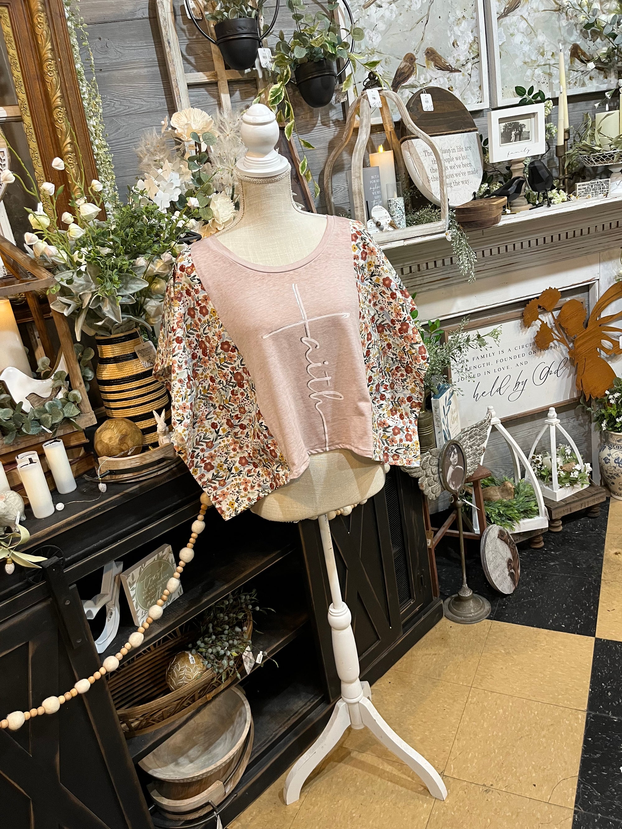 Handmade Flutter Sleeves Top | Reclaimed Faith Graphic Tee