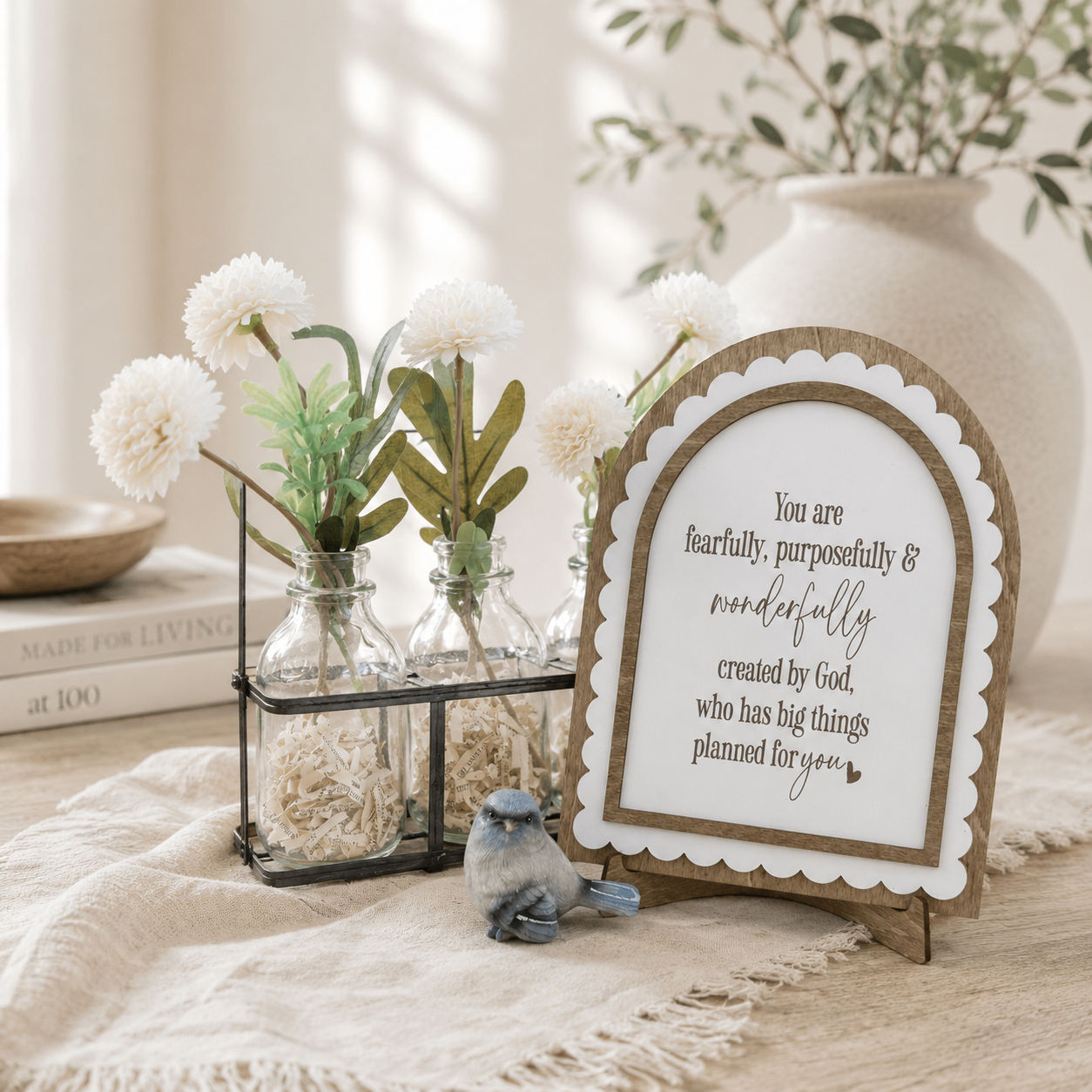 Fearfully & Wonderfully Made Sign | Christian Gift for Girls | Handmade Wood Arch
