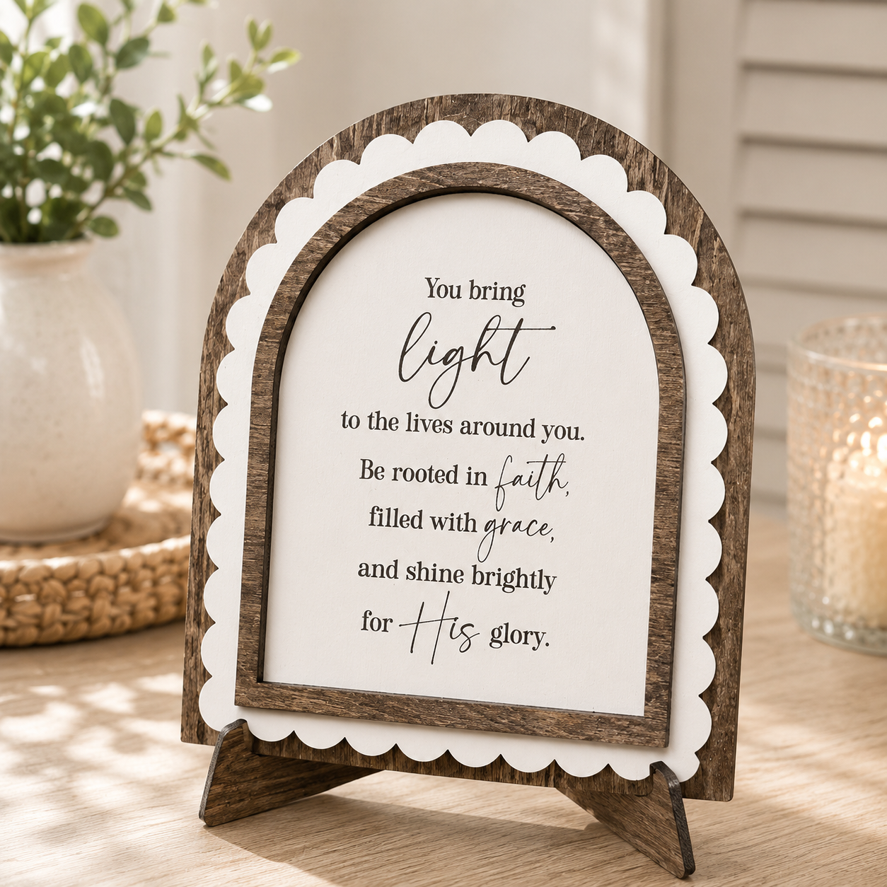 Shine Brightly for His Glory | Christian Encouragement Arch Sign
