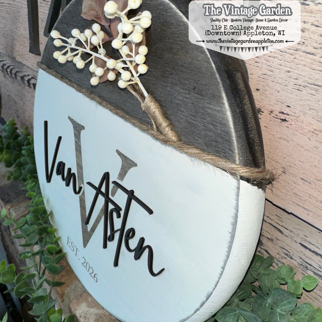 Monogrammed Family &amp; Established Date Sign | Custom Sign