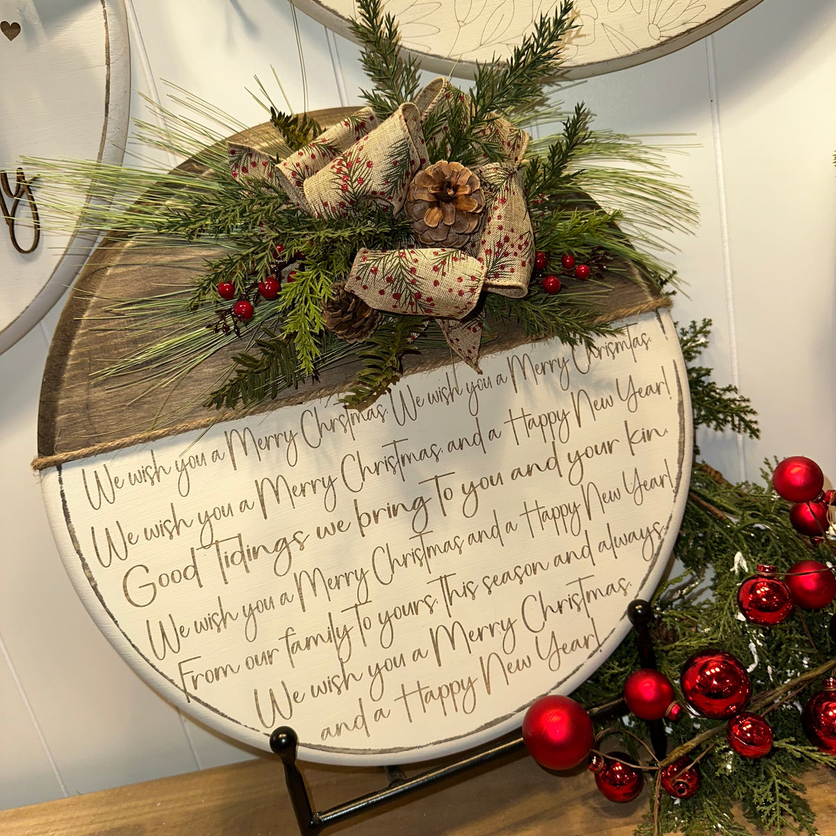 We Wish You A Merry Christmas | Pine &amp; Berries | Custom Sign