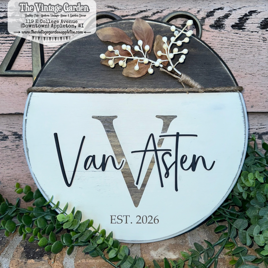 Monogrammed Family &amp; Established Date Sign | Custom Sign