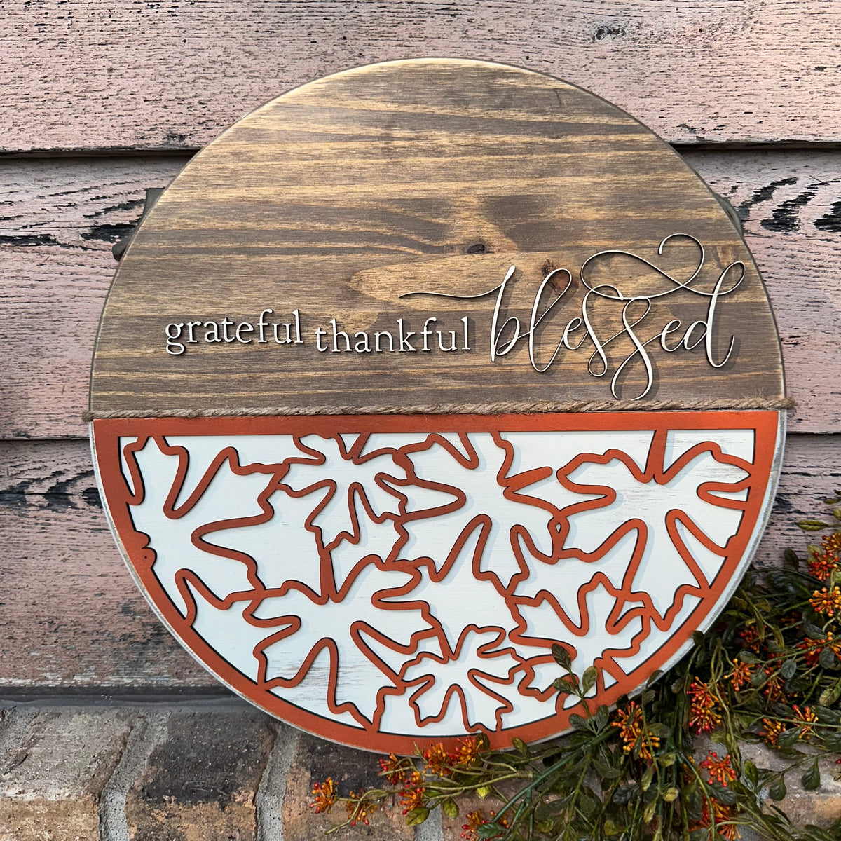 Grateful, Thankful, Blessed | 15&quot; Handmade Sign