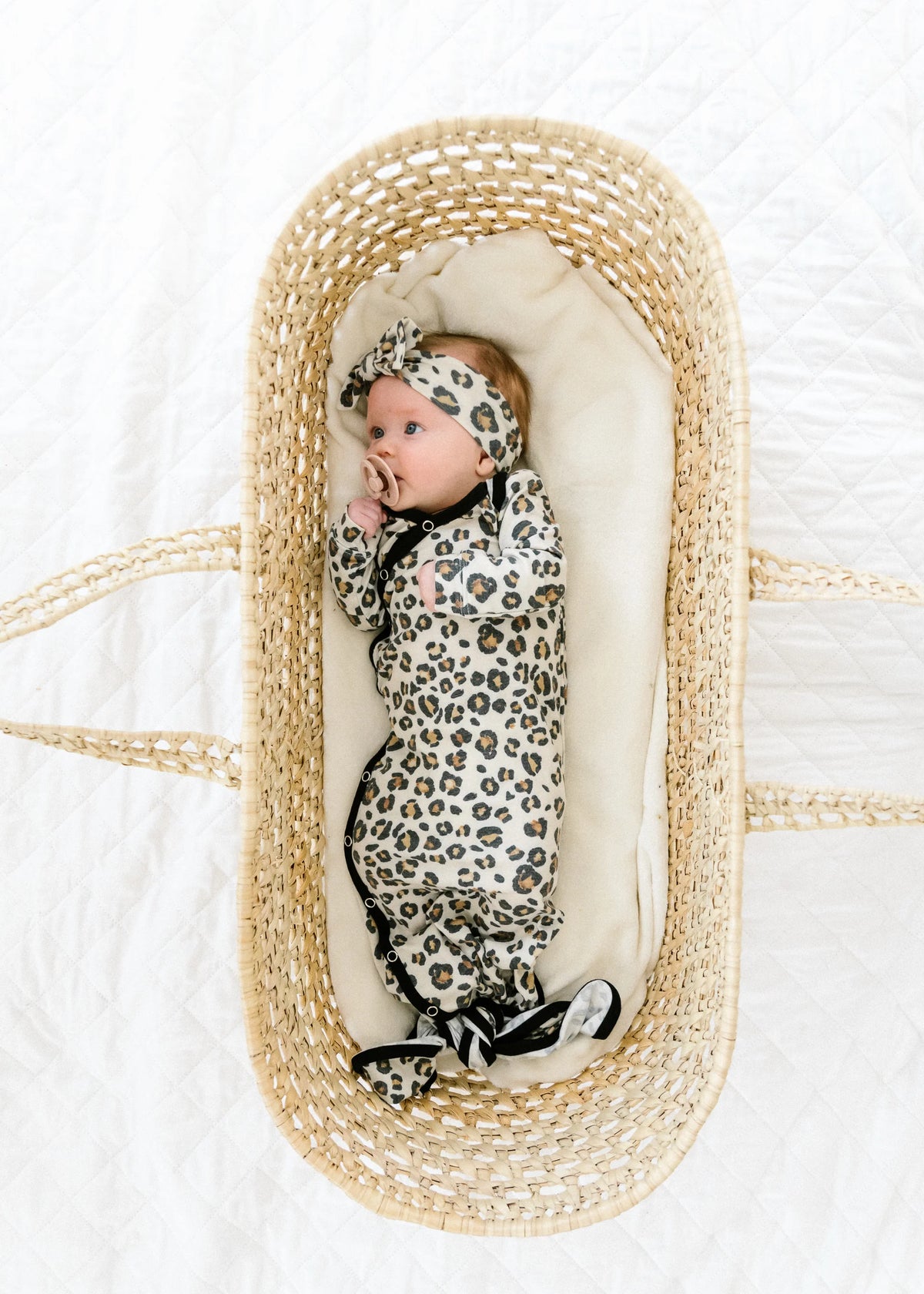 Zara Cheetah | Knotted Baby Gown | Copper Pearl