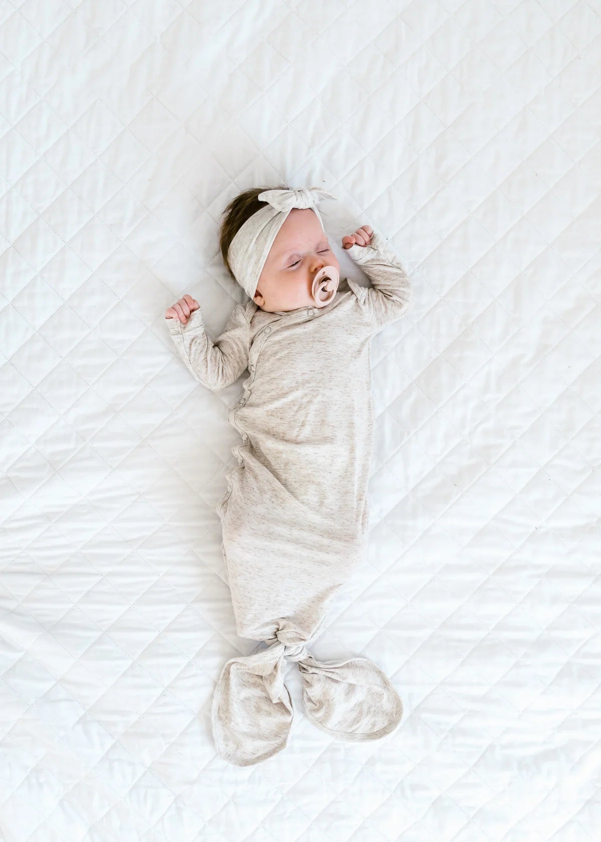 Oat | Knotted Baby Gown | Copper Pearl