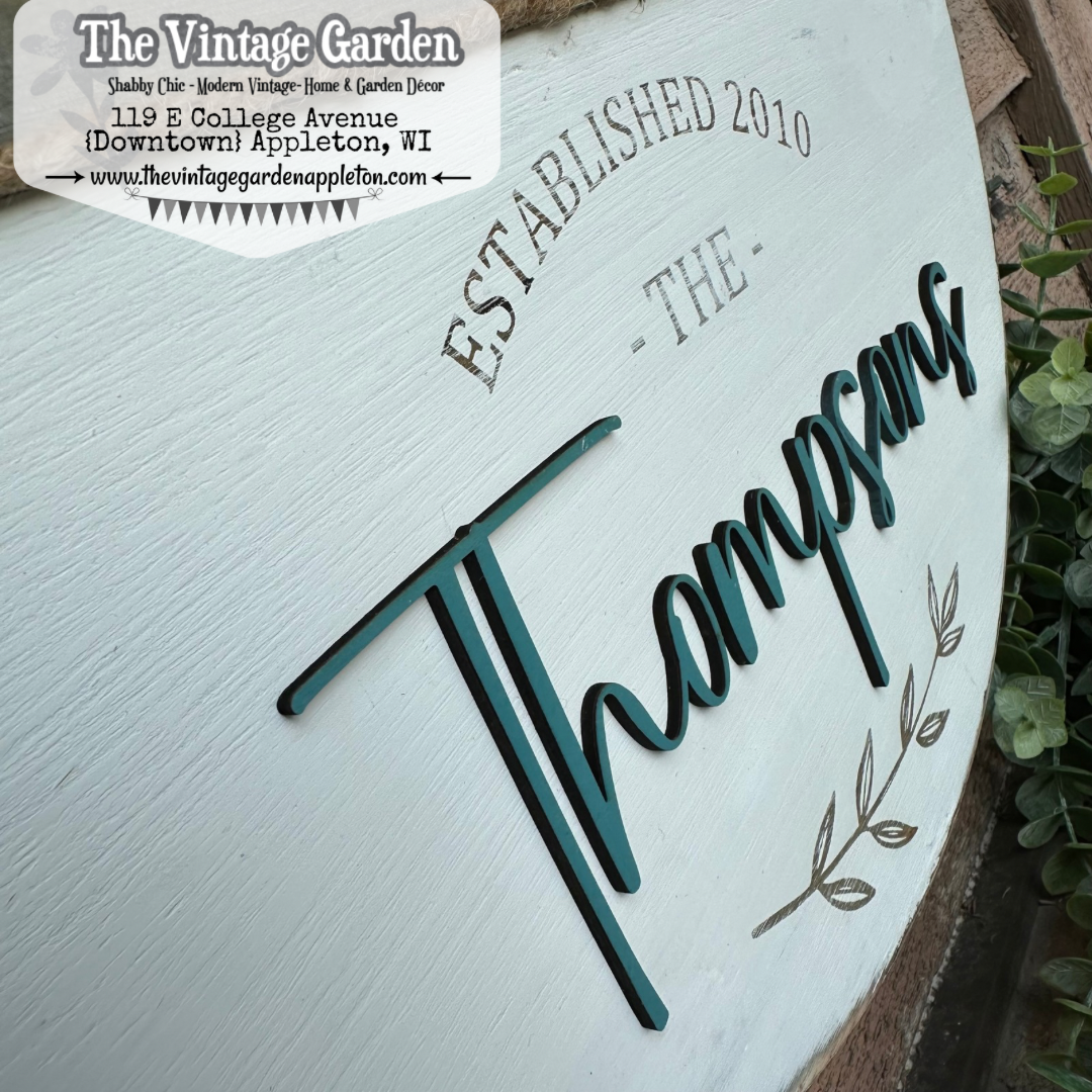 Monogrammed Family & Established Date Sign | Leaves Branch | Custom Sign