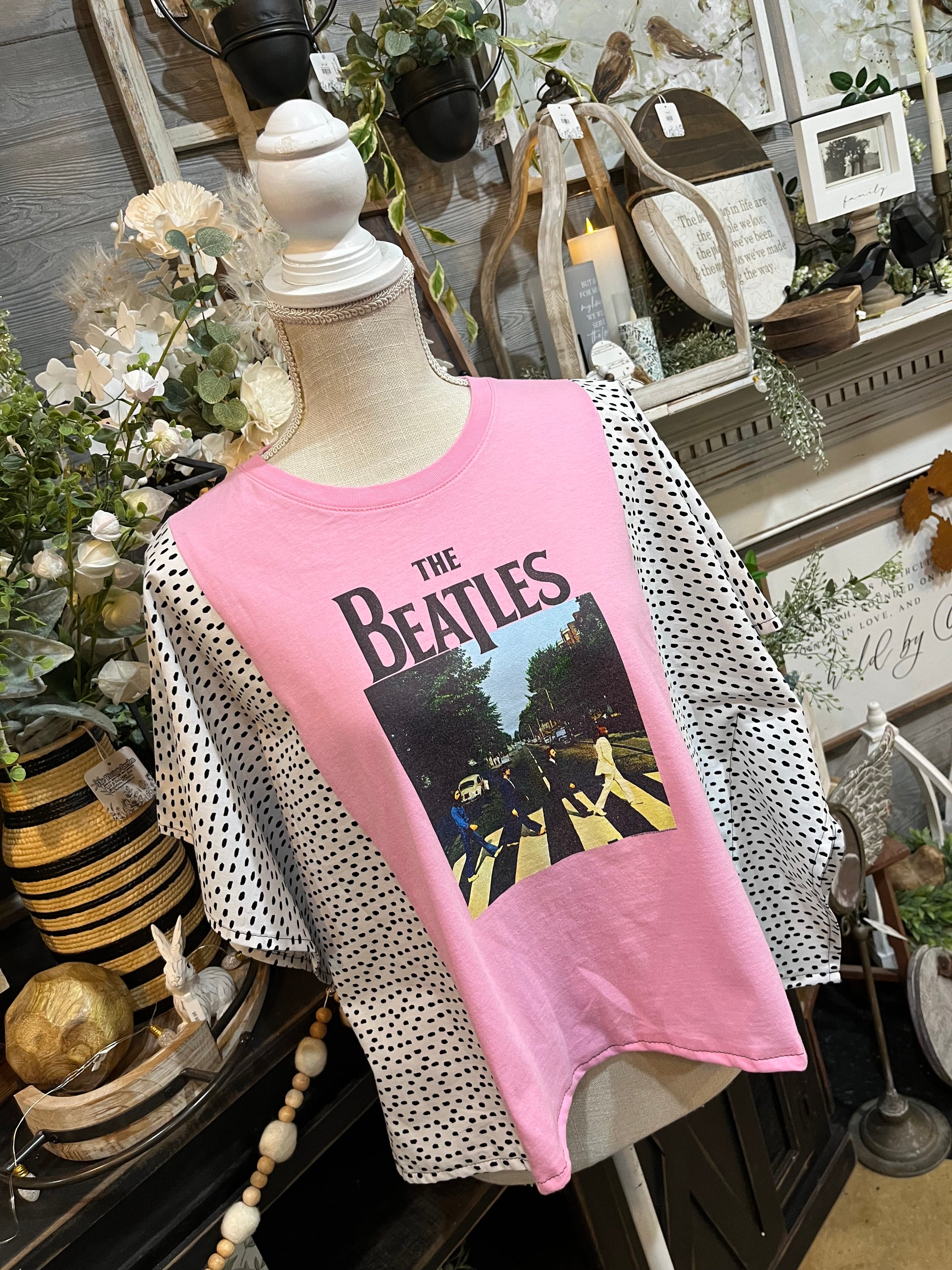 Handmade Flutter Sleeves Top | Reclaimed Beatles Graphic Tee