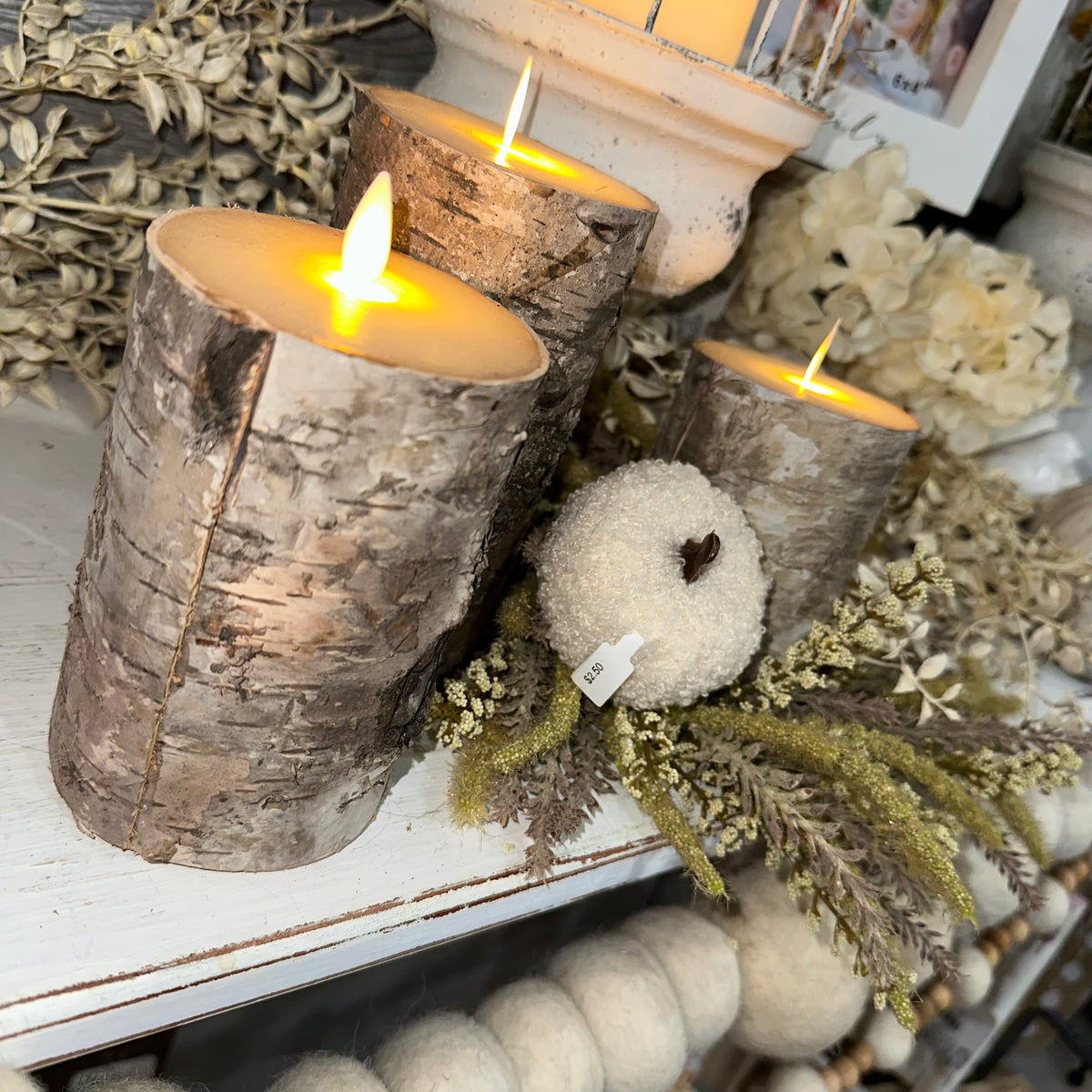 Flicker Flame Candle | Birch | Battery Operated | 5,6,7&quot;