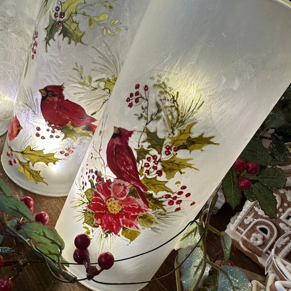 Frosted Cardinal Luminary | Battery Operated