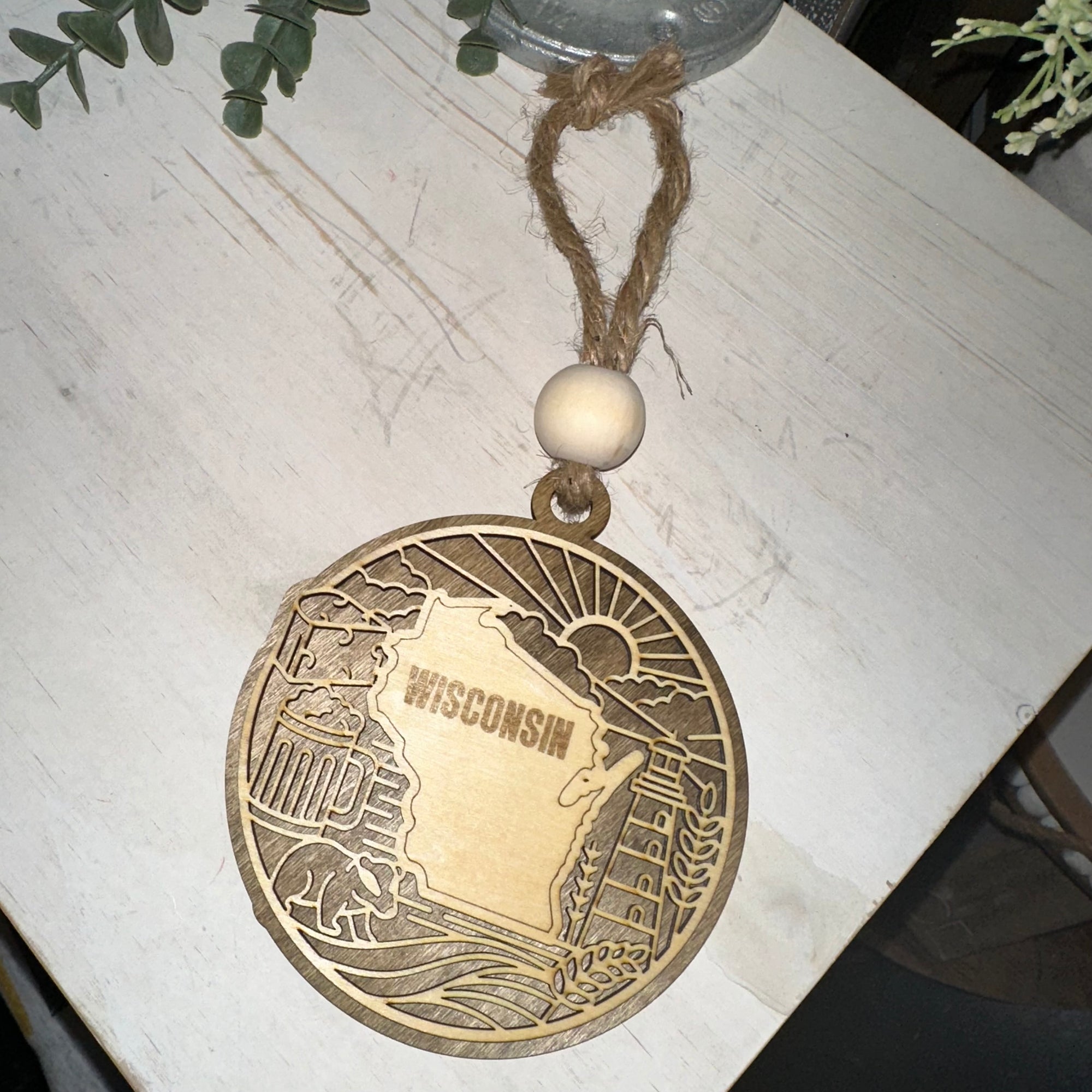 Wisconsin Laser Etched Ornament | Wood