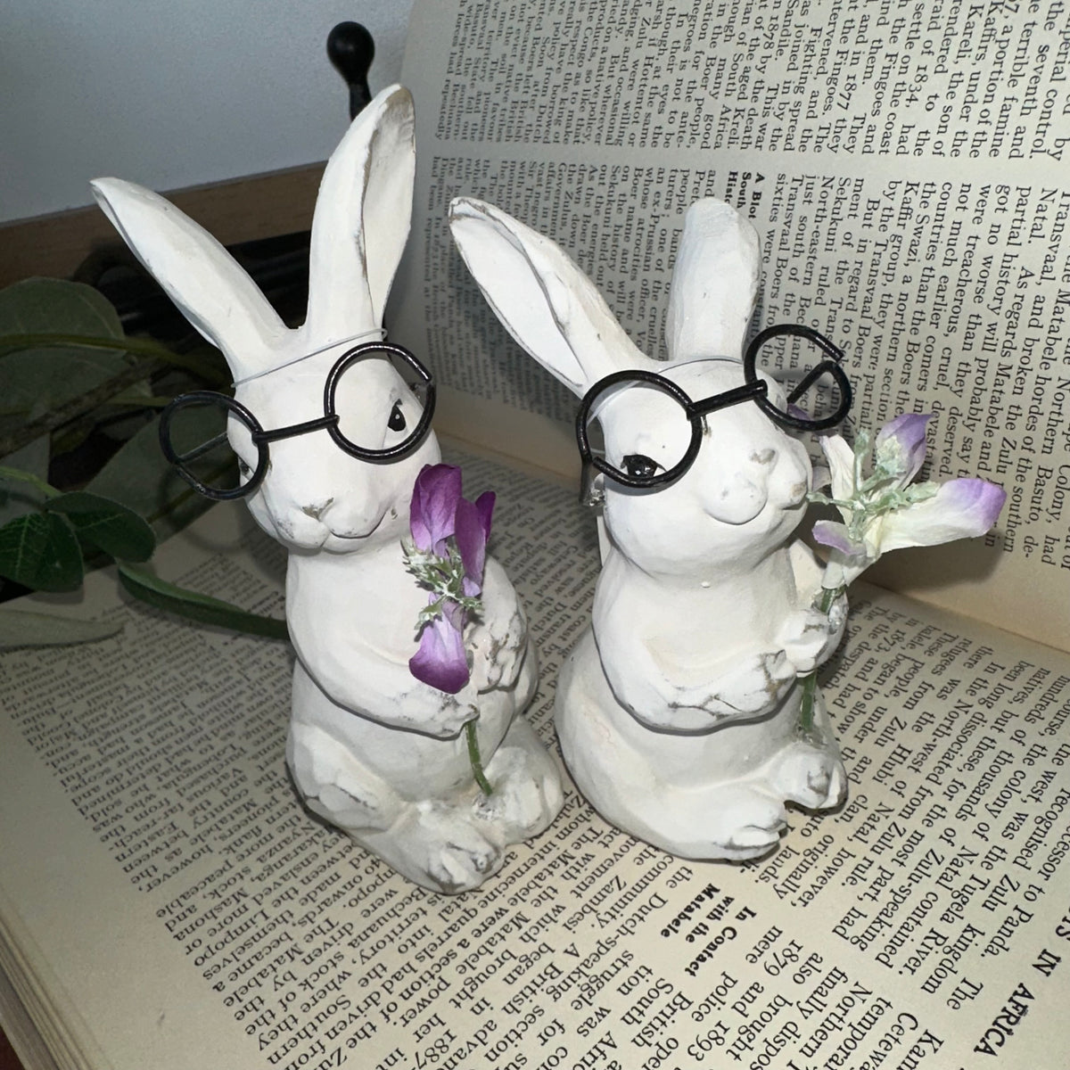 Bunny with Glasses &amp; Flower | 5&quot;