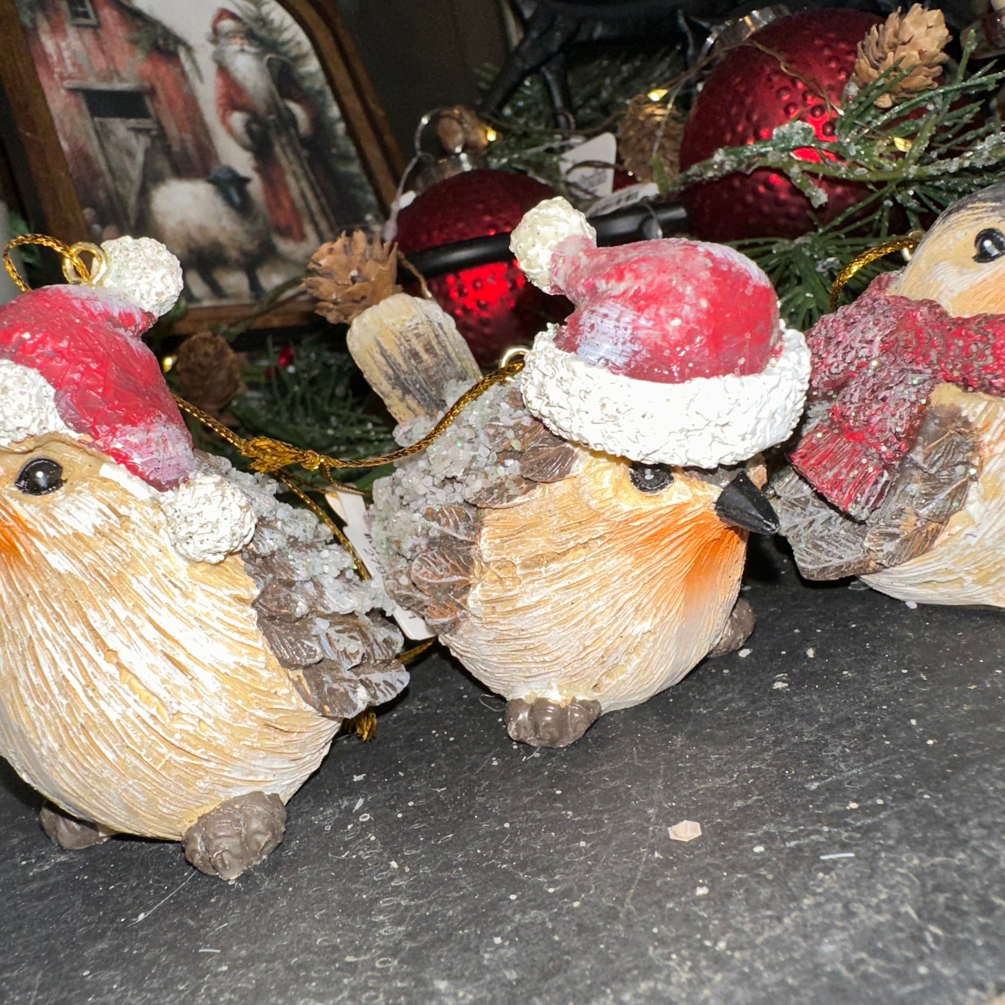 Festive Winter Hat Bird Ornament | 2.75"