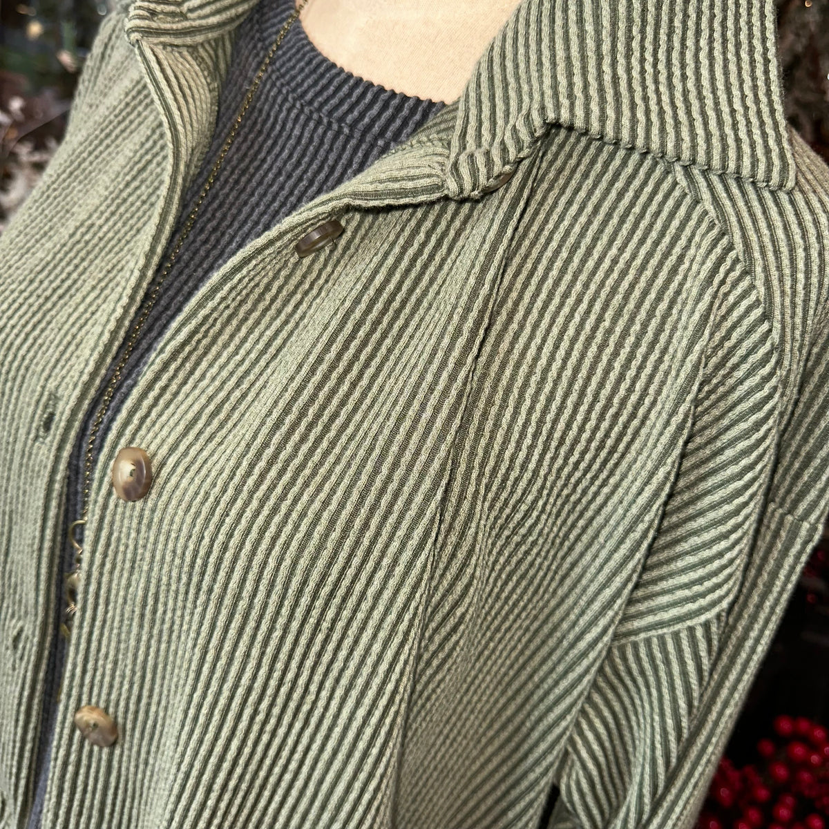 Ribbed Button-Up | Olive