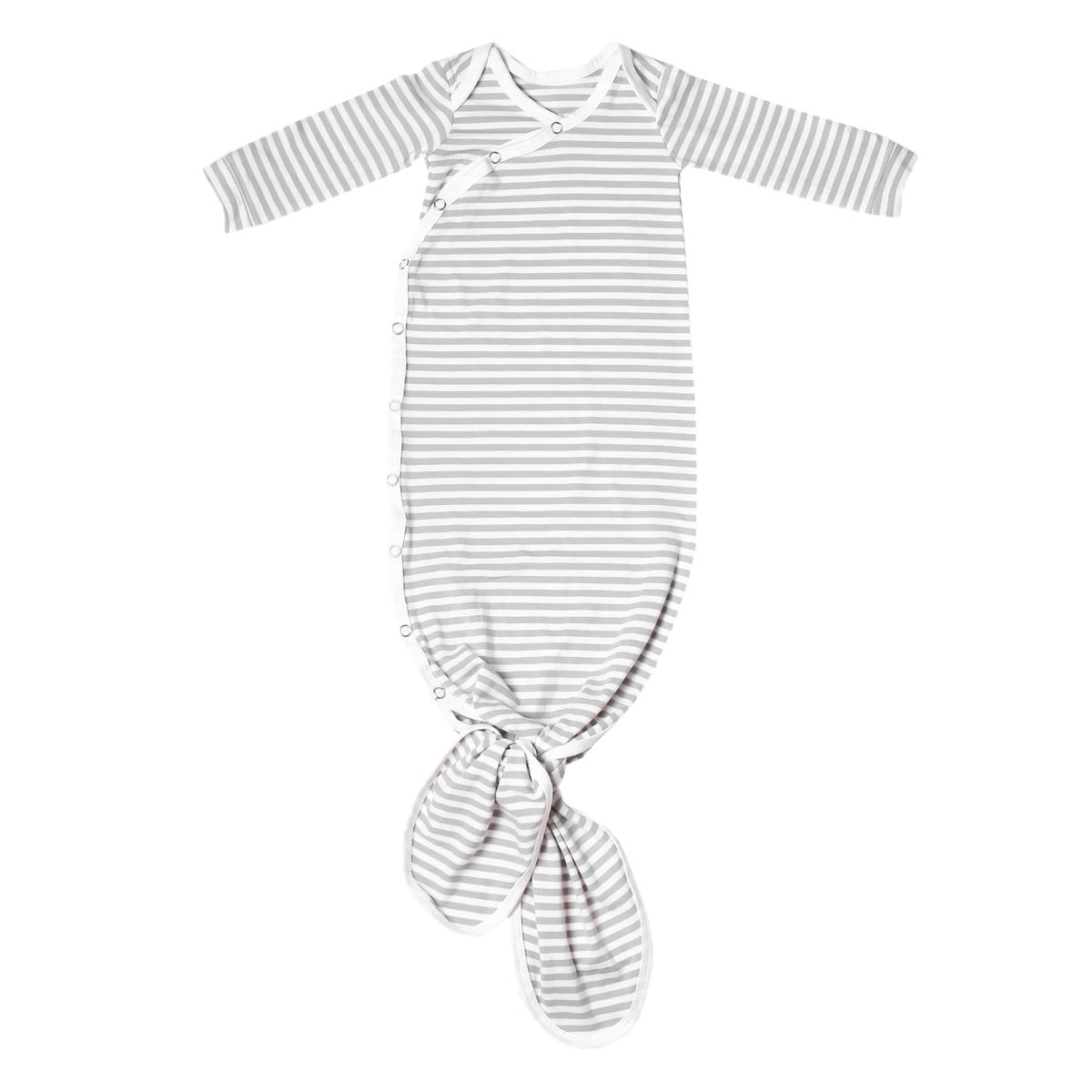 Everest Grey Striped | Knotted Baby Gown | Copper Pearl