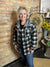 Flannel Button Up with Hood | Black & Grey