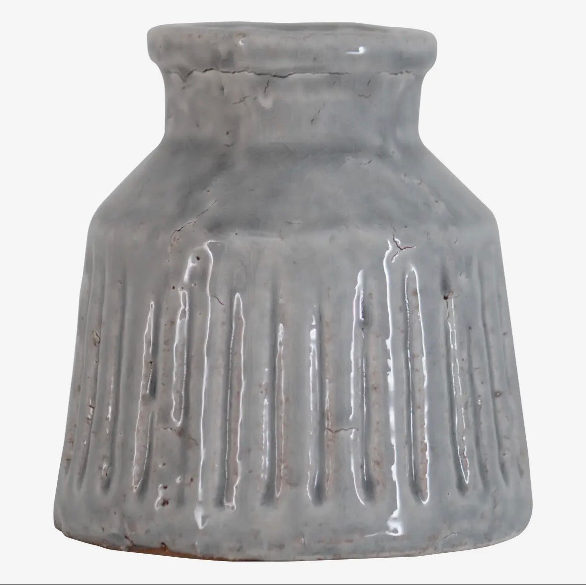 Glazed Grey Vase | Terra Cotta