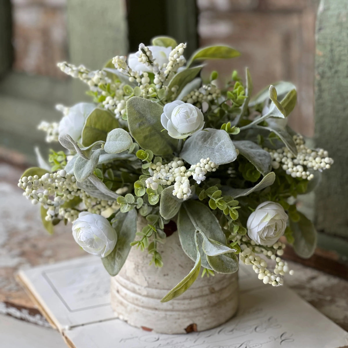 Soft Blooms &amp; Berries Half Sphere | White | 11&quot;
