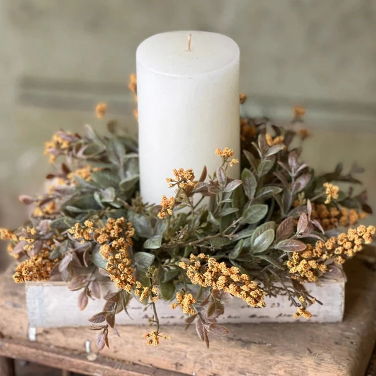 Weatherly Buds Candle Ring | Mustard | 10&quot;