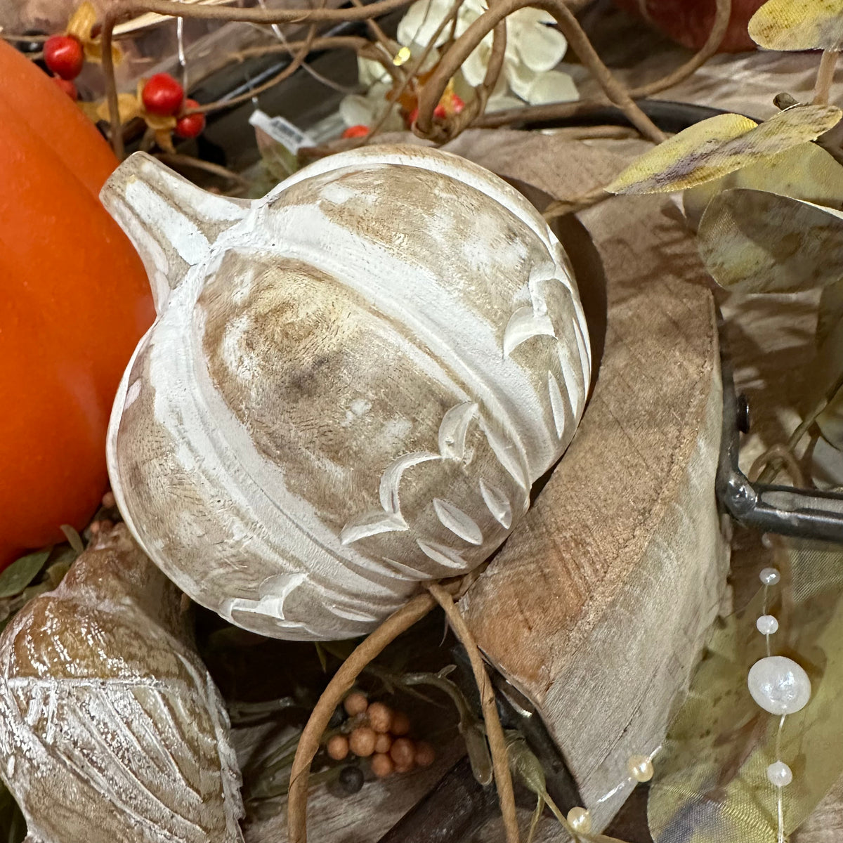 Carved Wood Pumpkin